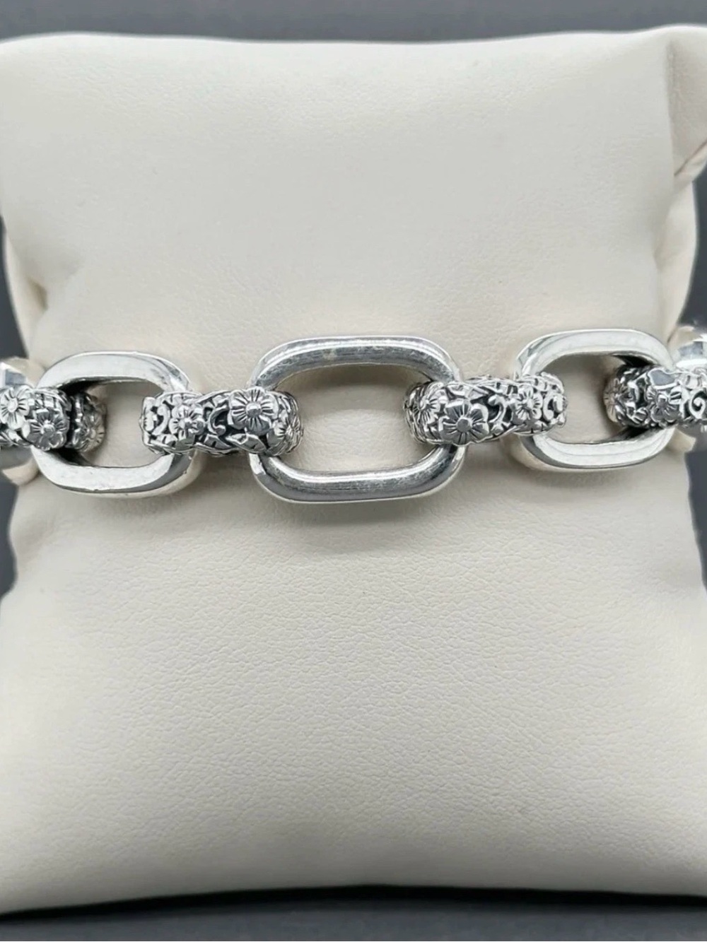 JAI by John Hardy 925 Silver Flower Forget Me Not Link Bracelet 8โ Lot#64
